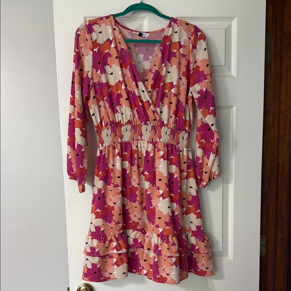 Floral Pink and Orange Women's Dress